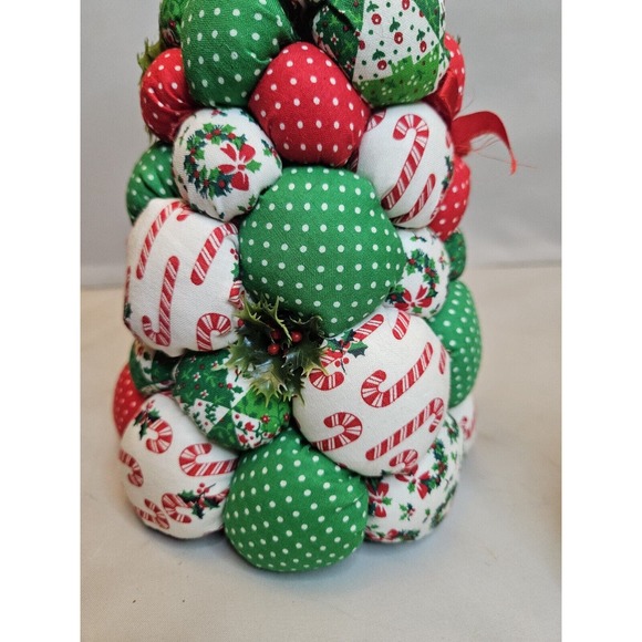 Two Fabric Stuffed Christmas Trees Handmade Table Decoration Holiday Decor - Picture 5 of 16